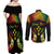 Personalised Kosrae Liberation Day Couples Matching Off Shoulder Maxi Dress and Long Sleeve Button Shirt Polynesian Tattoo and Plumeria Reggae Color