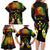 Personalised Kosrae Liberation Day Family Matching Long Sleeve Bodycon Dress and Hawaiian Shirt Polynesian Tattoo and Plumeria Reggae Color