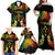 Personalised Kosrae Liberation Day Family Matching Off Shoulder Maxi Dress and Hawaiian Shirt Polynesian Tattoo and Plumeria Reggae Color