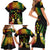 Personalised Kosrae Liberation Day Family Matching Short Sleeve Bodycon Dress and Hawaiian Shirt Polynesian Tattoo and Plumeria Reggae Color