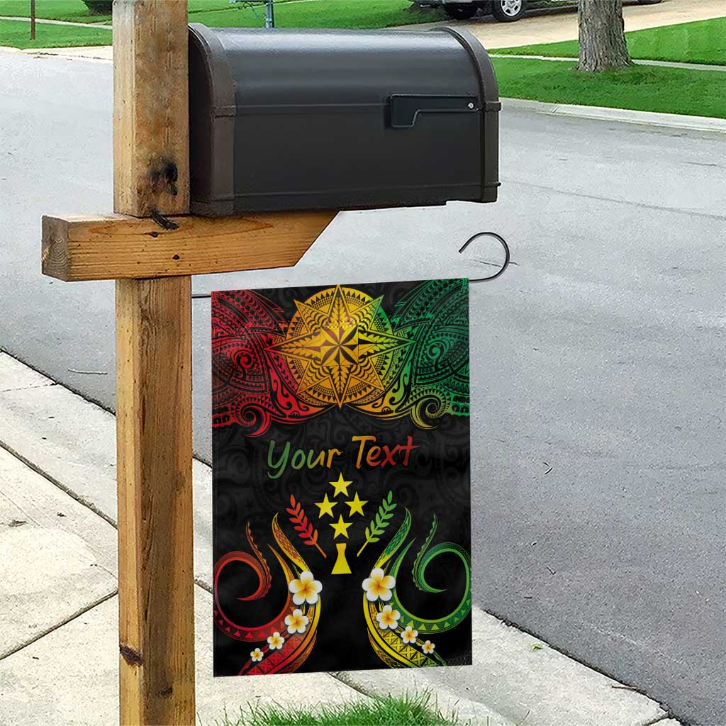 Personalised Kosrae Liberation Day Garden Flag Polynesian Tattoo and Plumeria Reggae Color