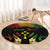 Personalised Kosrae Liberation Day Round Carpet Polynesian Tattoo and Plumeria Reggae Color