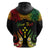 Personalised Kosrae Liberation Day Zip Hoodie Polynesian Tattoo and Plumeria Reggae Color