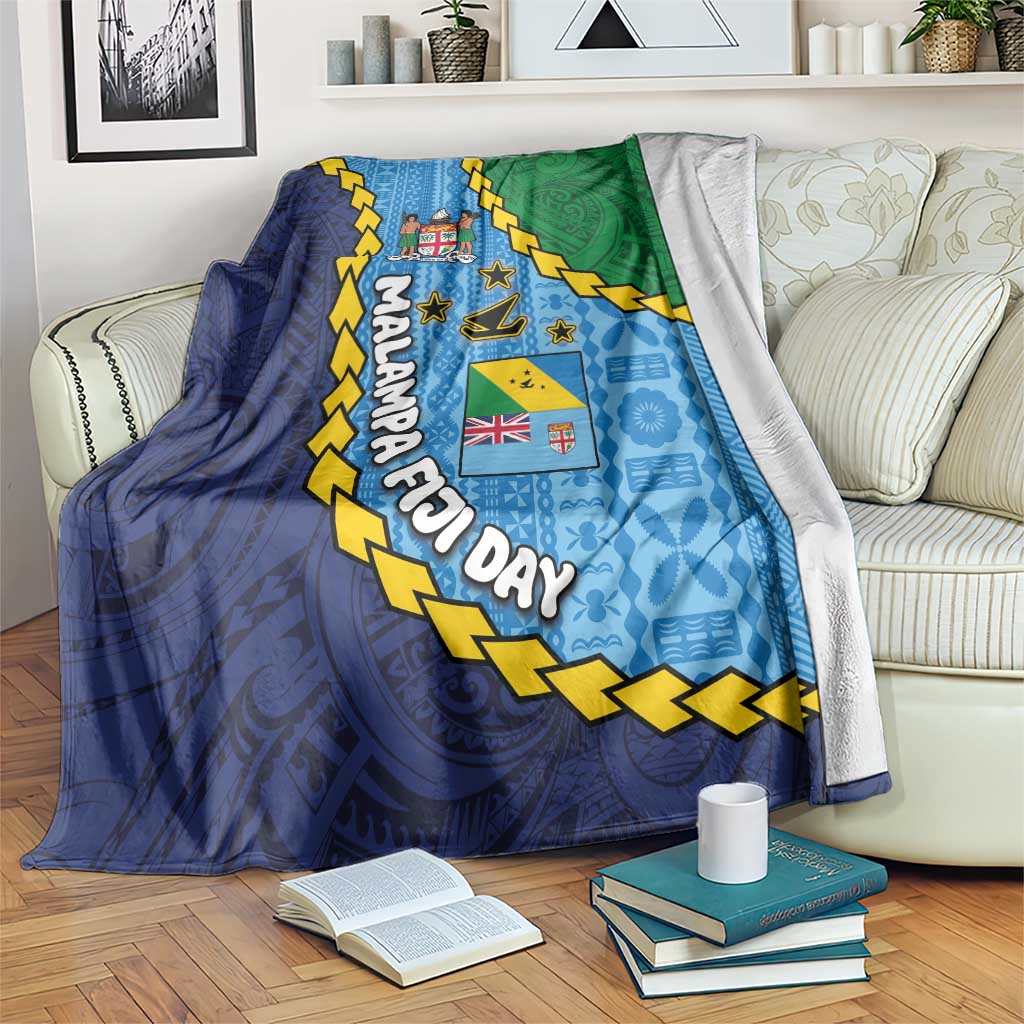 Malampa Fiji Day Blanket National Symbols with Tapa Tribal and Polynesian Tattoo