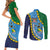 Malampa Fiji Day Couples Matching Short Sleeve Bodycon Dress and Long Sleeve Button Shirt National Symbols with Tapa Tribal and Polynesian Tattoo