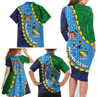 Malampa Fiji Day Family Matching Long Sleeve Bodycon Dress and Hawaiian Shirt National Symbols with Tapa Tribal and Polynesian Tattoo