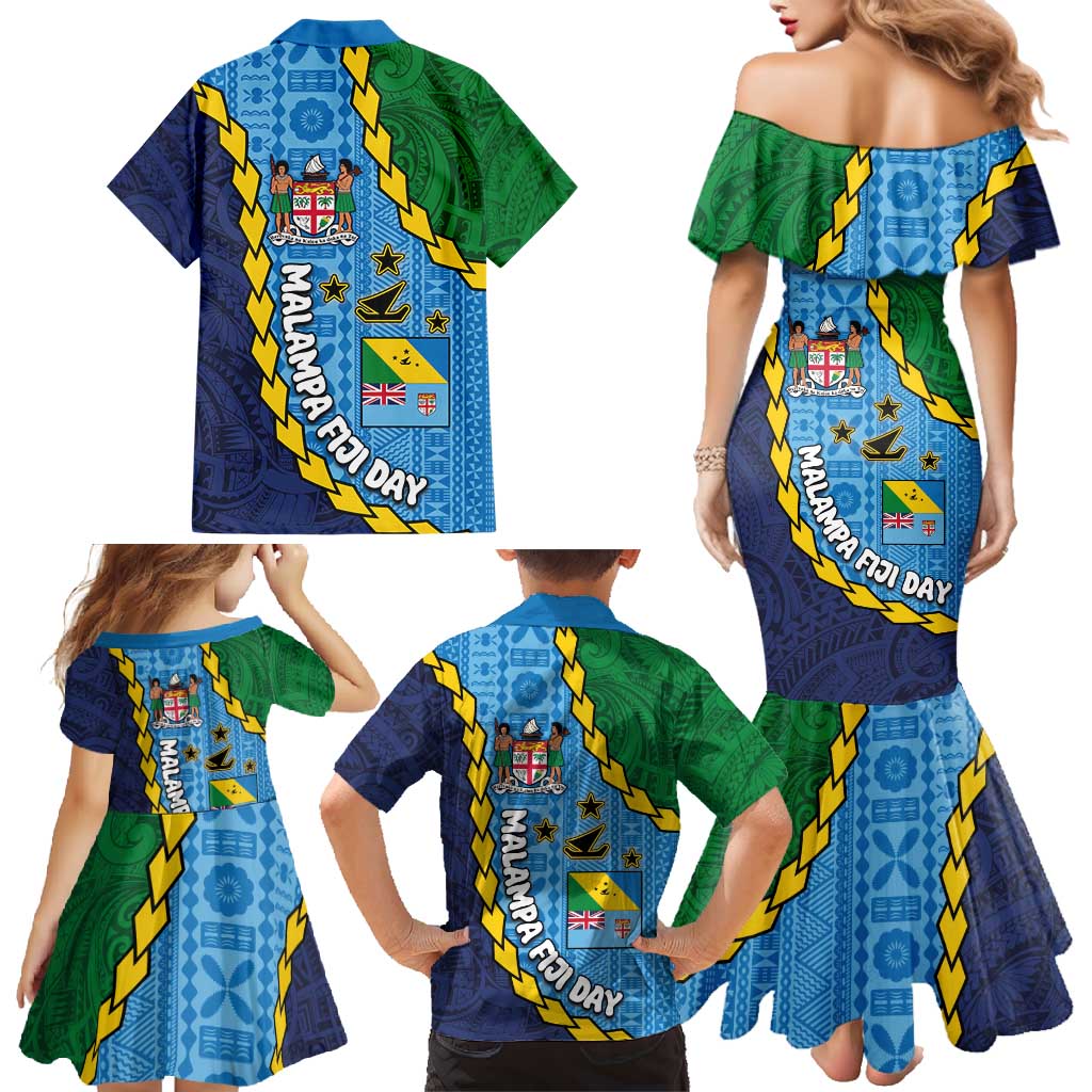 Malampa Fiji Day Family Matching Mermaid Dress and Hawaiian Shirt National Symbols with Tapa Tribal and Polynesian Tattoo
