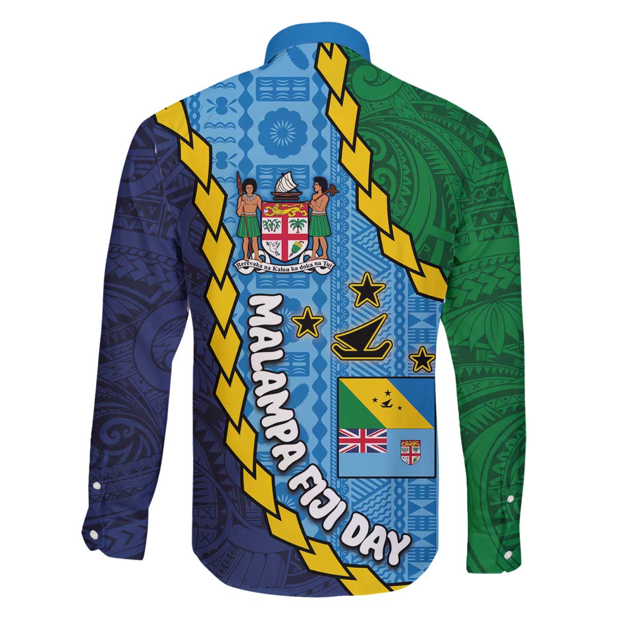 Malampa Fiji Day Family Matching Off The Shoulder Long Sleeve Dress and Hawaiian Shirt National Symbols with Tapa Tribal and Polynesian Tattoo