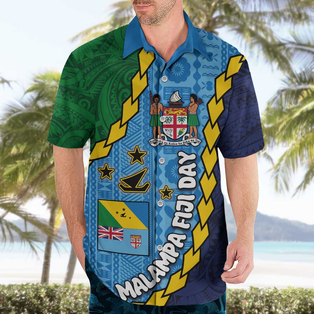 Malampa Fiji Day Hawaiian Shirt National Symbols with Tapa Tribal and Polynesian Tattoo