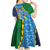 Malampa Fiji Day Kid Short Sleeve Dress National Symbols with Tapa Tribal and Polynesian Tattoo