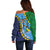 Malampa Fiji Day Off Shoulder Sweater National Symbols with Tapa Tribal and Polynesian Tattoo