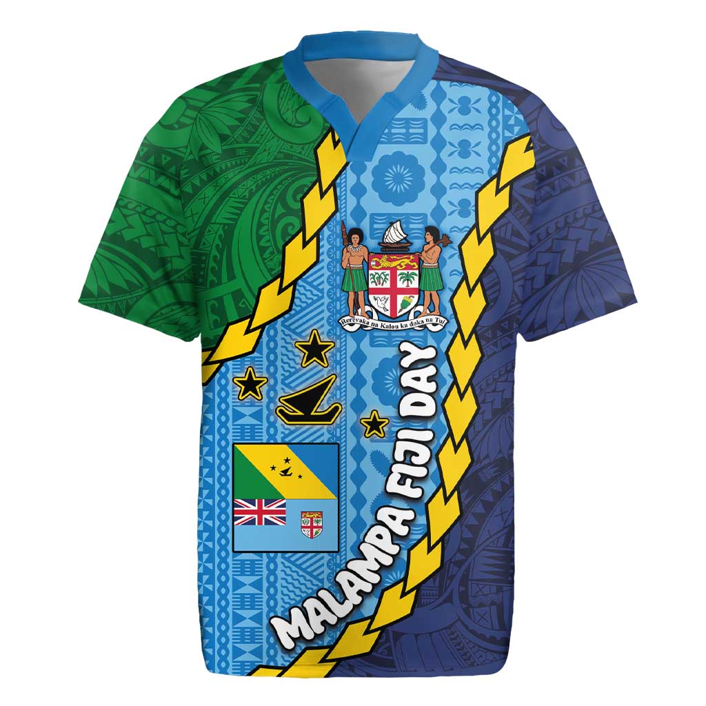 Malampa Fiji Day Rugby Jersey National Symbols with Tapa Tribal and Polynesian Tattoo