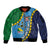 Malampa Fiji Day Sleeve Zip Bomber Jacket National Symbols with Tapa Tribal and Polynesian Tattoo