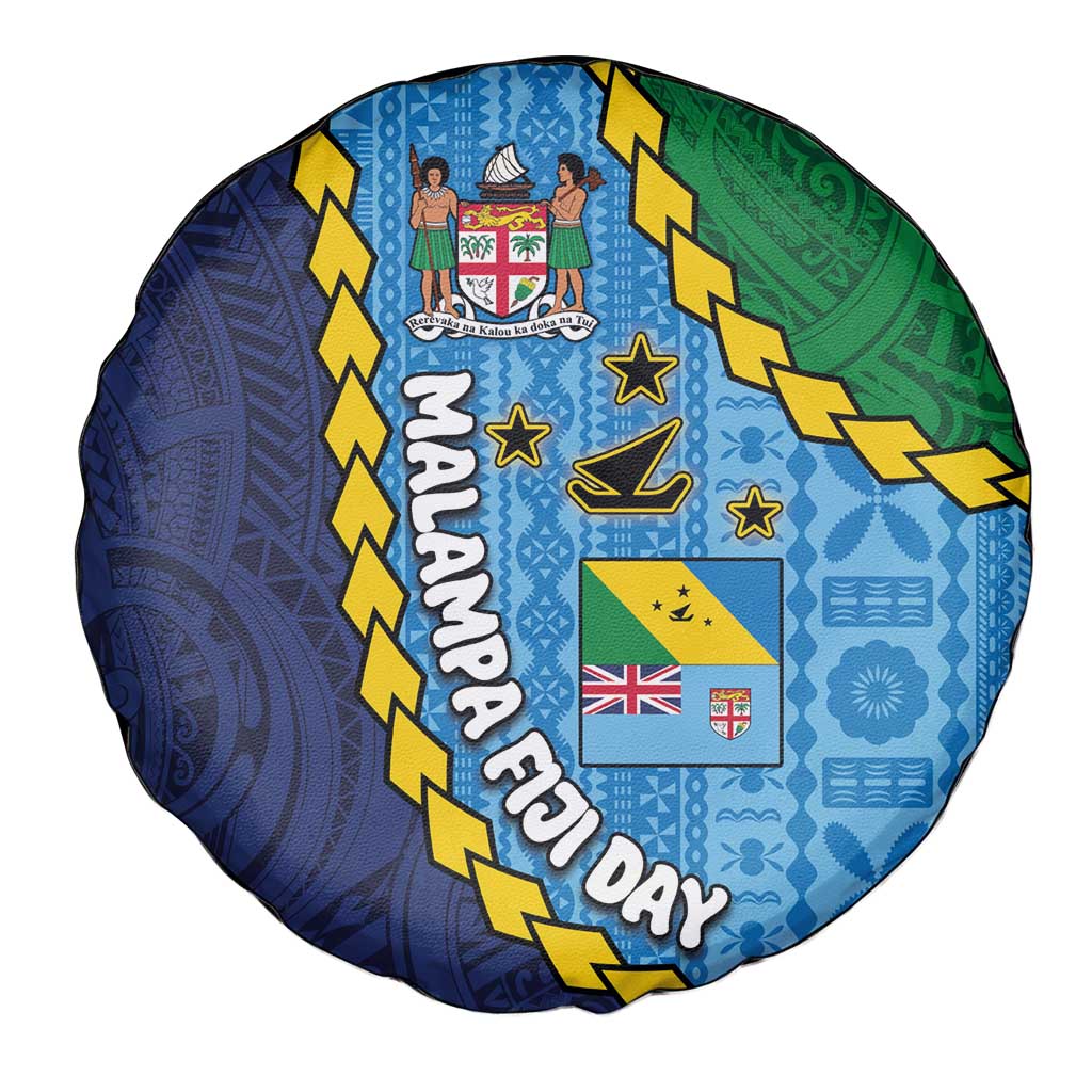 Malampa Fiji Day Spare Tire Cover National Symbols with Tapa Tribal and Polynesian Tattoo