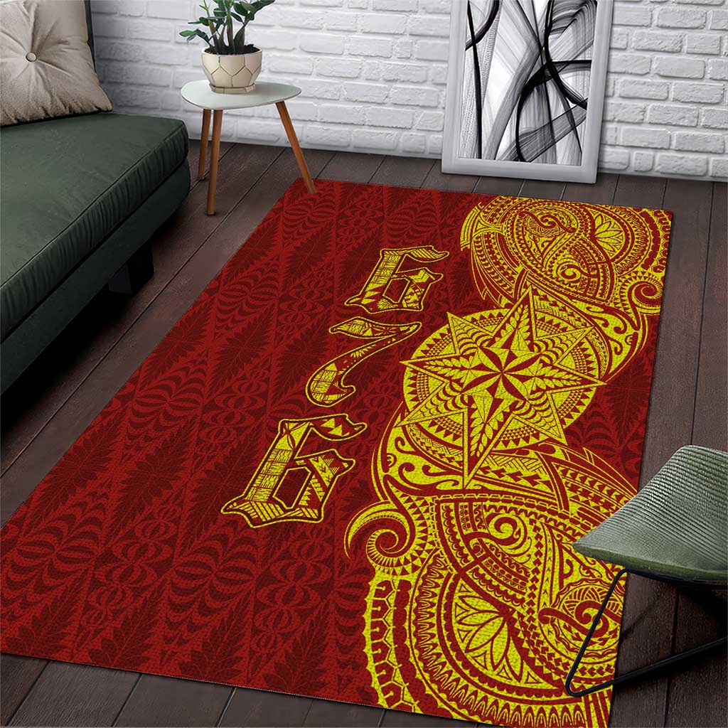 Tonga 676 Ngatu Tribal Tattoo Area Rug