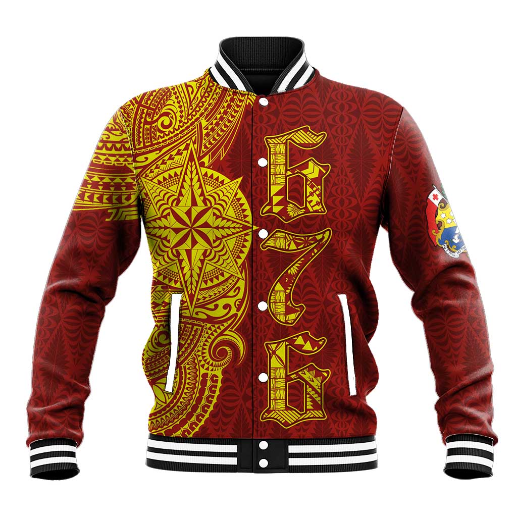 Tonga 676 Ngatu Tribal Tattoo Baseball Jacket LT03 Unisex Red - Polynesian Pride