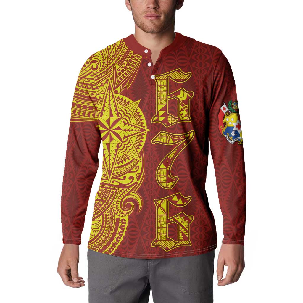 Tonga 676 Ngatu Tribal Tattoo Button Sweatshirt LT03 - Polynesian Pride