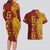 Tonga 676 Ngatu Tribal Tattoo Couples Matching Long Sleeve Bodycon Dress and Hawaiian Shirt