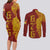 Tonga 676 Ngatu Tribal Tattoo Couples Matching Long Sleeve Bodycon Dress and Long Sleeve Button Shirt