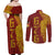 Tonga 676 Ngatu Tribal Tattoo Couples Matching Off Shoulder Maxi Dress and Long Sleeve Button Shirt