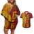 Tonga 676 Ngatu Tribal Tattoo Couples Matching Off Shoulder Short Dress and Hawaiian Shirt