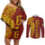 Tonga 676 Ngatu Tribal Tattoo Couples Matching Off Shoulder Short Dress and Long Sleeve Button Shirt