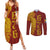 Tonga 676 Ngatu Tribal Tattoo Couples Matching Summer Maxi Dress and Long Sleeve Button Shirt