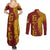 Tonga 676 Ngatu Tribal Tattoo Couples Matching Summer Maxi Dress and Long Sleeve Button Shirt