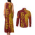 Tonga 676 Ngatu Tribal Tattoo Couples Matching Tank Maxi Dress and Long Sleeve Button Shirt