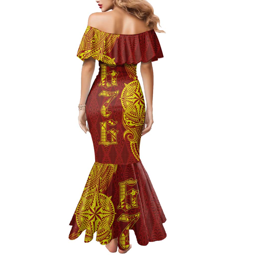 Tonga 676 Ngatu Tribal Tattoo Family Matching Mermaid Dress and Hawaiian Shirt