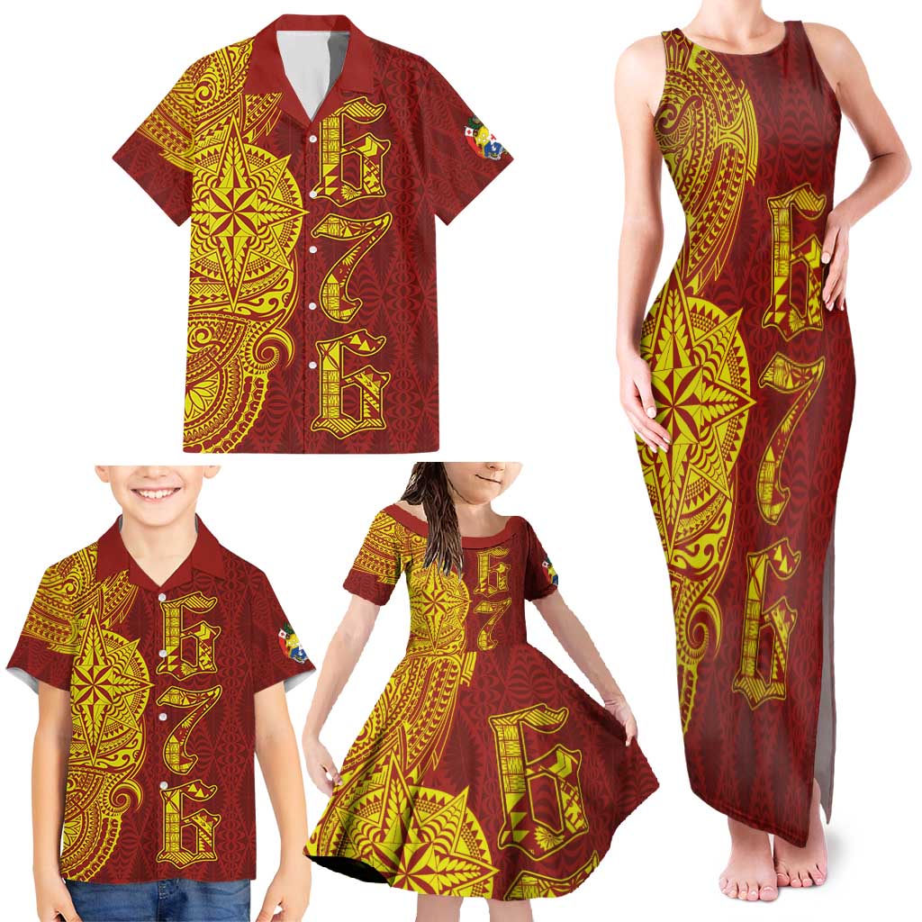 Tonga 676 Ngatu Tribal Tattoo Family Matching Tank Maxi Dress and Hawaiian Shirt LT03 - Polynesian Pride