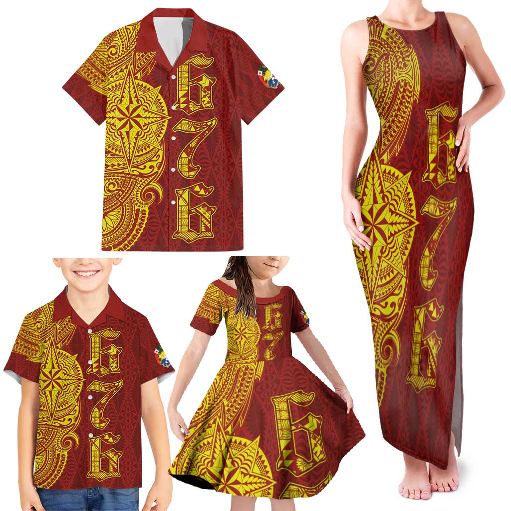 Tonga 676 Ngatu Tribal Tattoo Family Matching Tank Maxi Dress and Hawaiian Shirt