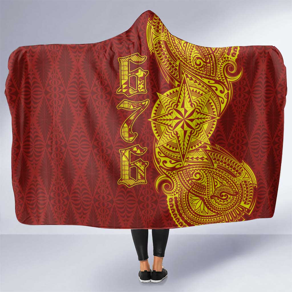 Tonga 676 Ngatu Tribal Tattoo Hooded Blanket LT03 One Size Red - Polynesian Pride
