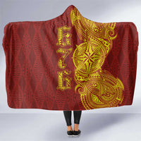 Tonga 676 Ngatu Tribal Tattoo Hooded Blanket LT03 One Size Red - Polynesian Pride