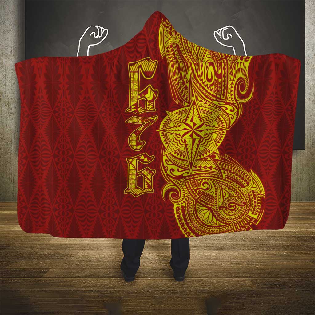 Tonga 676 Ngatu Tribal Tattoo Hooded Blanket LT03 - Polynesian Pride