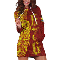 Tonga 676 Ngatu Tribal Tattoo Hoodie Dress LT03 Red - Polynesian Pride