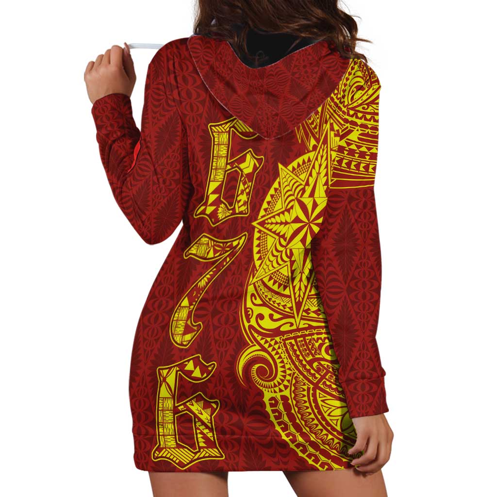 Tonga 676 Ngatu Tribal Tattoo Hoodie Dress LT03 - Polynesian Pride