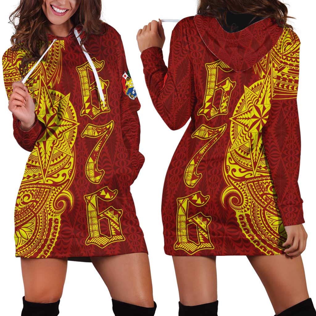 Tonga 676 Ngatu Tribal Tattoo Hoodie Dress LT03 - Polynesian Pride