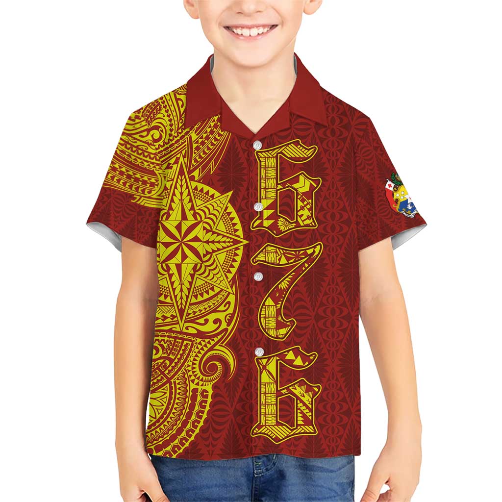 Tonga 676 Ngatu Tribal Tattoo Kid Hawaiian Shirt