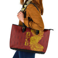 Tonga 676 Ngatu Tribal Tattoo Leather Tote Bag LT03 Red - Polynesian Pride