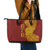 Tonga 676 Ngatu Tribal Tattoo Leather Tote Bag LT03 - Polynesian Pride