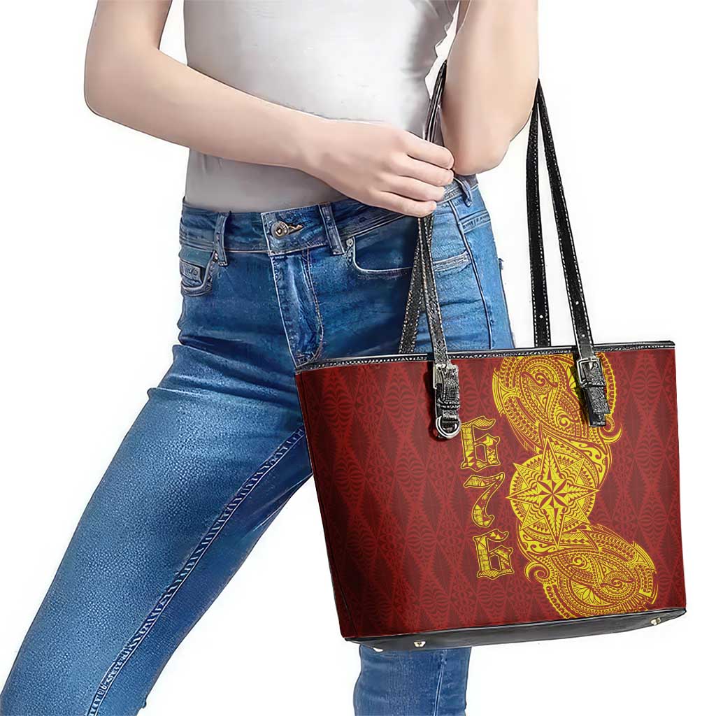 Tonga 676 Ngatu Tribal Tattoo Leather Tote Bag LT03 - Polynesian Pride