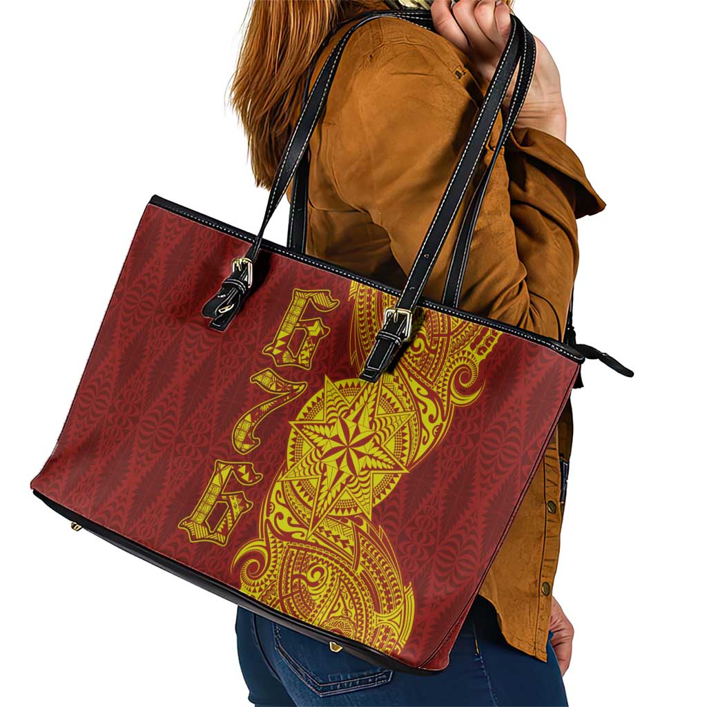 Tonga 676 Ngatu Tribal Tattoo Leather Tote Bag LT03 - Polynesian Pride