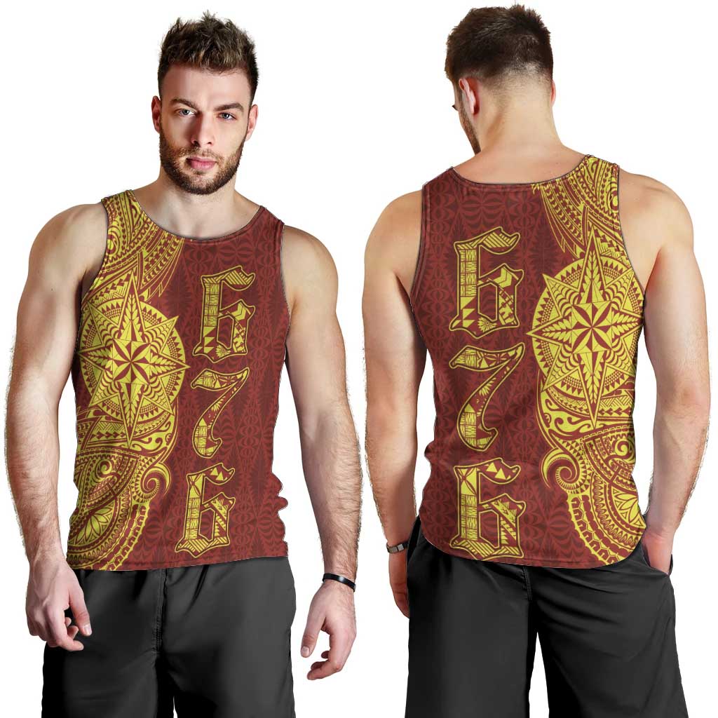 Tonga 676 Ngatu Tribal Tattoo Men Tank Top LT03 - Polynesian Pride