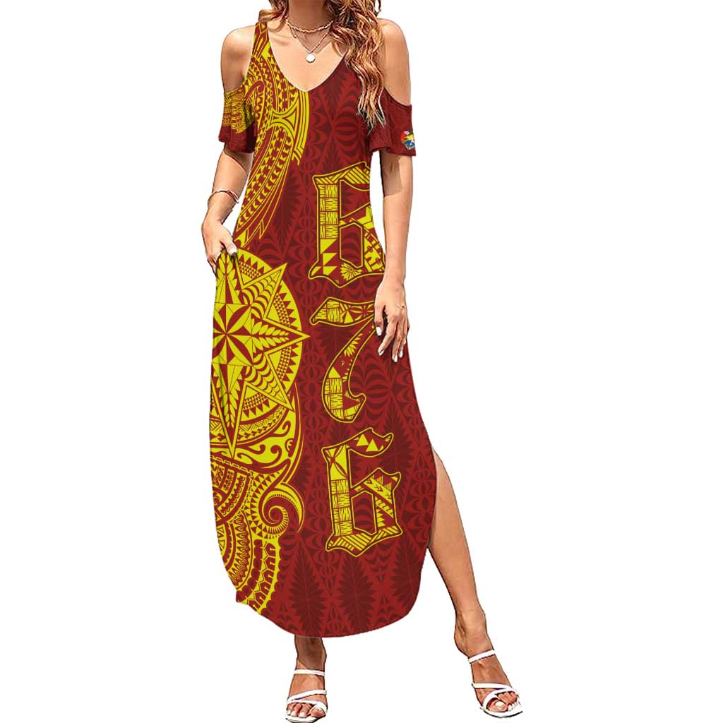 Tonga 676 Ngatu Tribal Tattoo Summer Maxi Dress LT03 Women Red - Polynesian Pride