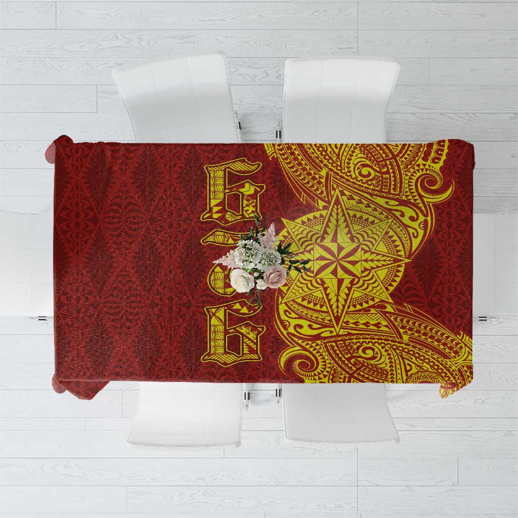 Tonga 676 Ngatu Tribal Tattoo Tablecloth LT03 Red - Polynesian Pride