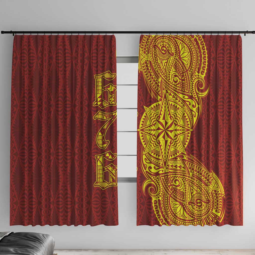 Tonga 676 Ngatu Tribal Tattoo Window Curtain