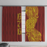 Tonga 676 Ngatu Tribal Tattoo Window Curtain LT03 With Hooks Red - Polynesian Pride