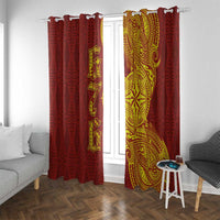 Tonga 676 Ngatu Tribal Tattoo Window Curtain LT03 With Grommets Red - Polynesian Pride