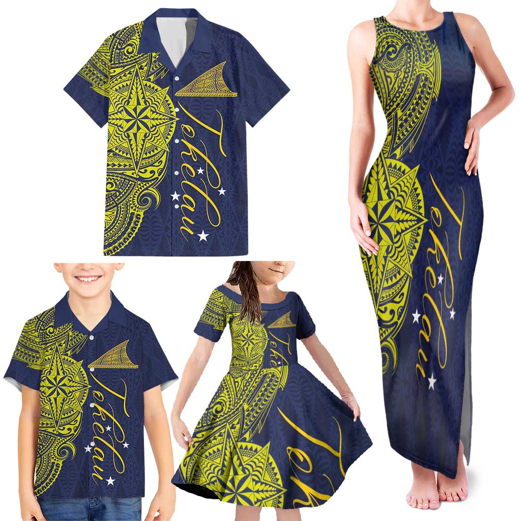 Personalised Tokelau Classic Ngatu Motifs Family Matching Tank Maxi Dress and Hawaiian Shirt